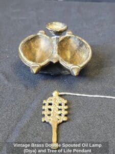 Vintage-Brass-Double-Spouted-Oil-Lamp-Diya-and-Tree-of-Life-Pendant