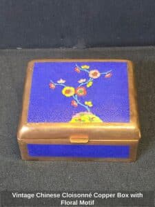 Vintage-Chinese-Cloisonn-Copper-Box-with-Floral-Motif