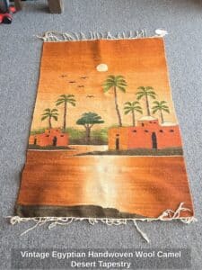 Vintage-Egyptian-Handwoven-Wool-Camel-Desert-Tapestry