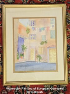 Watercolor-Painting-of-European-Courtyard-by-Deborah