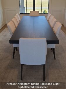 Arhaus-Arlington-Dining-Table-and-Eight-Upholstered-Chairs-Set