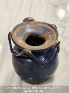Art-Nouveau-Cobalt-Blue-Ceramic-Vase-with-Applied-Overlay