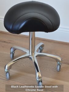 Black-Leatherette-Saddle-Stool-with-Chrome-Base