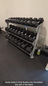 Body-Solid-lb-Rubber-Hex-Dumbbell-Set-with-Tier-Rack