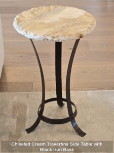 Chiseled-Cream-Travertine-Side-Table-with-Black-Iron-Base