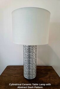 Cylindrical-Ceramic-Table-Lamp-with-Abstract-Dash-Pattern-second-image