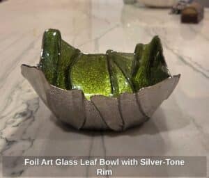 Foil-Art-Glass-Leaf-Bowl-with-Silver-Tone-Rim