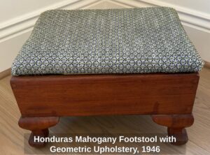 Honduras-Mahogany-Footstool-with-Geometric-Upholstery