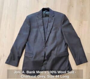 Jos.-A.-Bank-Mens-Wool-Suit-Charcoal-Grey-Size-Long