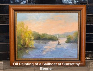 Oil-Painting-of-a-Sailboat-at-Sunset-by-Benner