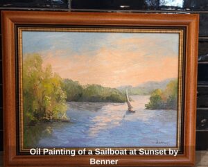Oil-Painting-of-a-Sailboat-at-Sunset-by-Benner-fourth-image