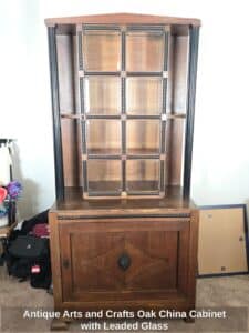 Antique-Arts-and-Crafts-Oak-China-Cabinet-with-Leaded-Glass