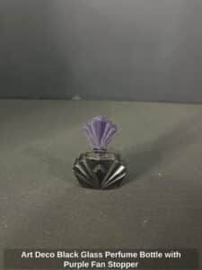Art-Deco-Black-Glass-Perfume-Bottle-with-Purple-Fan-Stopper