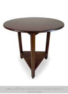 Arts-and-Crafts-Mission-Oak-Round-Pedestal-Side-Table