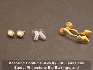 Assorted-Costume-Jewelry-Lot-Faux-Pearl-Studs-Rhinestone-Bar-Earrings-and-Abstract-Gold-Tone-Clip-Ons-Copy-Copy