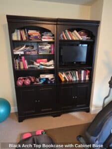 Black-Arch-Top-Bookcase-with-Cabinet-Base-second-image
