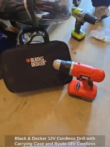 Black-Decker-V-Cordless-Drill-with-Carrying-Case-and-Ryobi-V-Cordless-Drill
