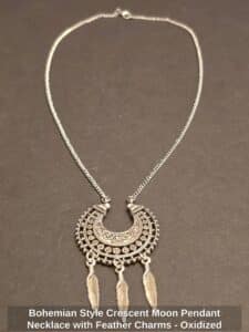 Bohemian-Style-Crescent-Moon-Pendant-Necklace-with-Feather-Charms-Oxidized-Silver-Tone-second-image-Copy-Copy