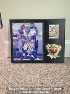 Braylon-Edwards-Autographed-Framed-Football-Photo-Display