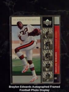 Braylon-Edwards-Autographed-Framed-Football-Photo-Display-second-image