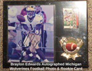 Braylon-Edwards-Autographed-Michigan-Wolverines-Football-Photo-Rookie-Card-Plaque