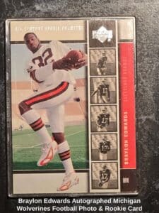 Braylon-Edwards-Autographed-Michigan-Wolverines-Football-Photo-Rookie-Card-Plaque-second-image