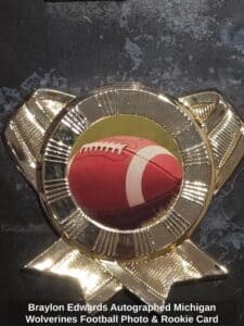 Braylon-Edwards-Autographed-Michigan-Wolverines-Football-Photo-Rookie-Card-Plaque-third-image