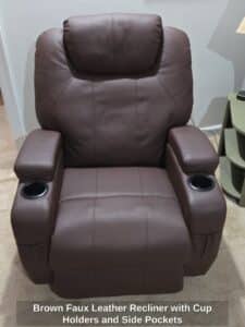 Brown-Faux-Leather-Recliner-with-Cup-Holders-and-Side-Pockets