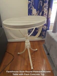 Farmhouse-Style-Round-Pedestal-Accent-Table-with-Faux-Concrete-Top