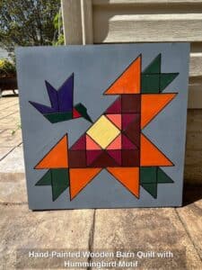 Hand-Painted-Wooden-Barn-Quilt-with-Hummingbird-Motif