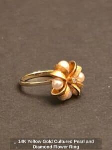 K-Yellow-Gold-Cultured-Pearl-and-Diamond-Flower-Ring-second-image