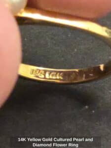 K-Yellow-Gold-Cultured-Pearl-and-Diamond-Flower-Ring-third-image