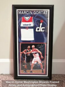 Marcin-Gortat-Washington-Wizards-Framed-Jersey-and-Autographed-Photo-Display