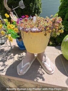 Novelty-Human-Leg-Planter-with-Flip-Flops