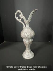 Ornate-Silver-Plated-Ewer-with-Cherubic-and-Floral-Motifs