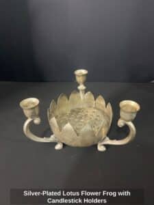 Silver-Plated-Lotus-Flower-Frog-with-Candlestick-Holders