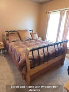 Sleigh-Bed-Frame-with-Wrought-Iron-Accents