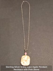 Sterling-Silver-Crazy-Lace-Agate-Pendant-Necklace-with-Pink-Stone