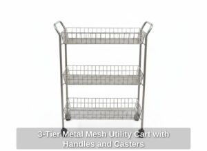 Tier-Metal-Mesh-Utility-Cart-with-Handles-and-Casters