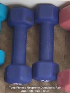 Tone-Fitness-Neoprene-Dumbbells-Pair-Anti-Roll-Head-Blue
