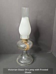 Victorian-Glass-Oil-Lamp-with-Frosted-Shade