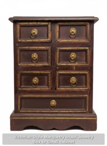 Victorian-Style-Marquetry-Inlaid-Jewelry-Box-or-Small-cabinet