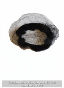 Vintage-Black-Pillbox-Hat-with-Fur-Trim-and-Birdcage-Veil