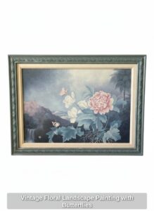 Vintage-Floral-Landscape-Painting-with-Butterflies
