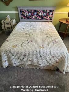 Vintage-Floral-Quilted-Bedspread-with-Matching-Headboard
