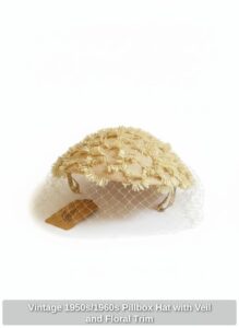 Vintage-s-or-s-Pillbox-Hat-with-Veil-and-Floral-Trim