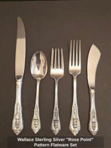Wallace-Sterling-Silver-Rose-Point-Pattern-Flatware-Set