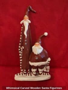 Whimsical-Carved-Wooden-Santa-Figurines