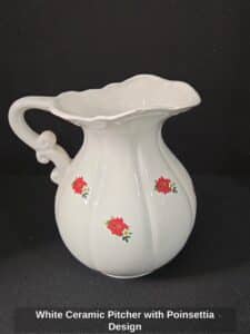White-Ceramic-Pitcher-with-Poinsettia-Design