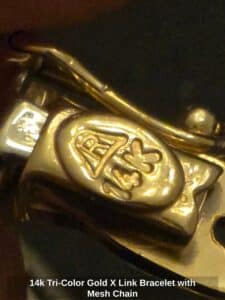 k-Tri-Color-Gold-X-Link-Bracelet-with-Mesh-Chain-second-image